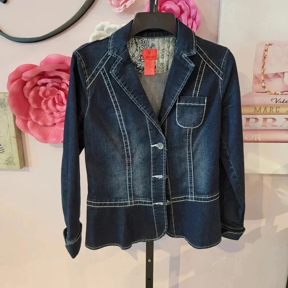 V Cristina Embellished Jean Jacket